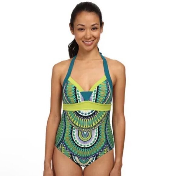 Prana Isla Halter Tie Cutout One Piece Swimsuit. Size XS. EUC! - Picture 1 of 11